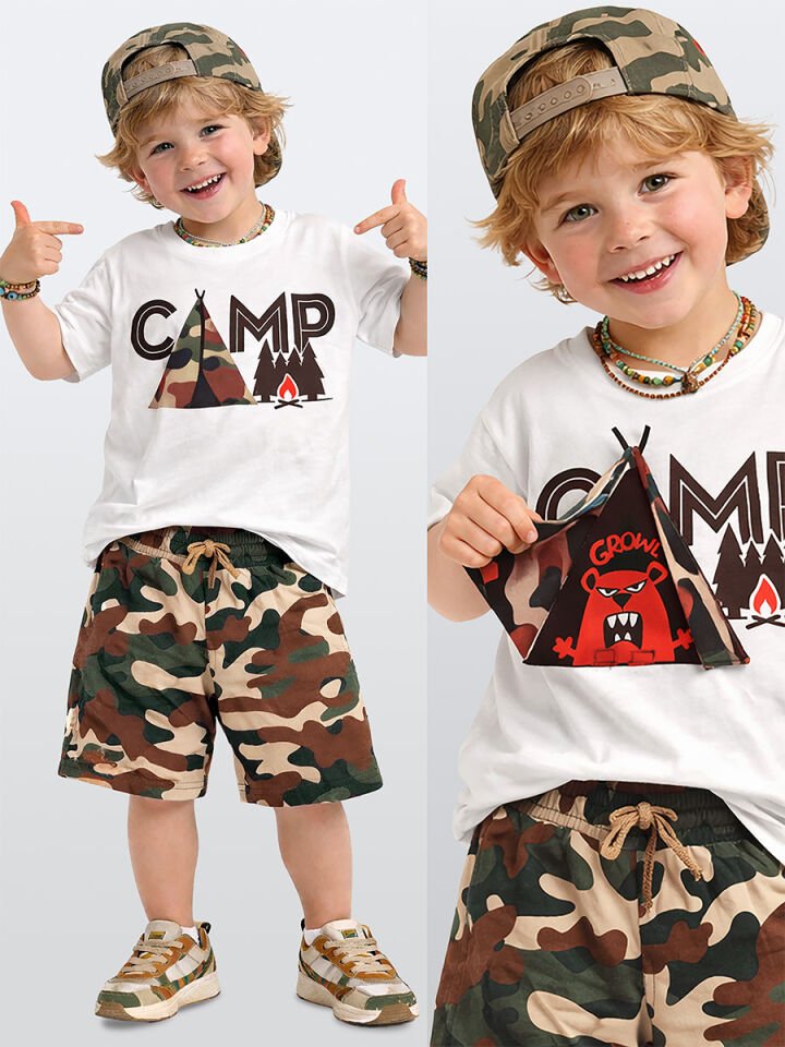 Camp Erkek Çocuk T-shirt Şort Takım 3Y - Beyaz
