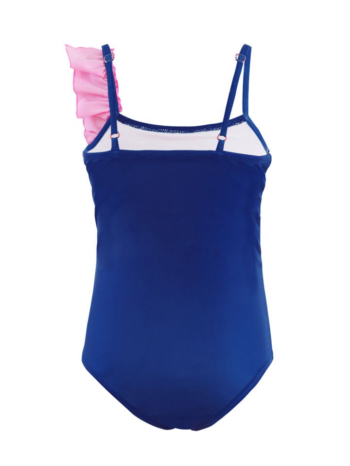 Fırfırlı Unicorn Kız Çocuk Mayo 5-6 Y - Lacivert, Pembe