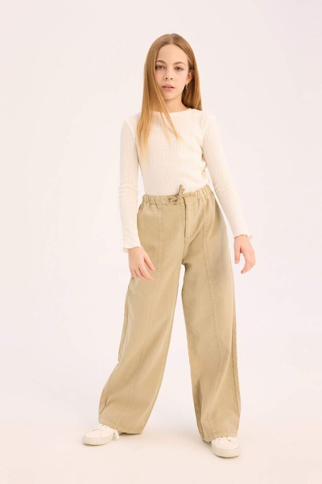 Kız Çocuk Wide Leg Geniş Paça Pamuklu Pantolon