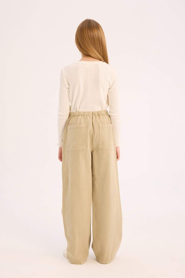 Kız Çocuk Wide Leg Geniş Paça Pamuklu Pantolon