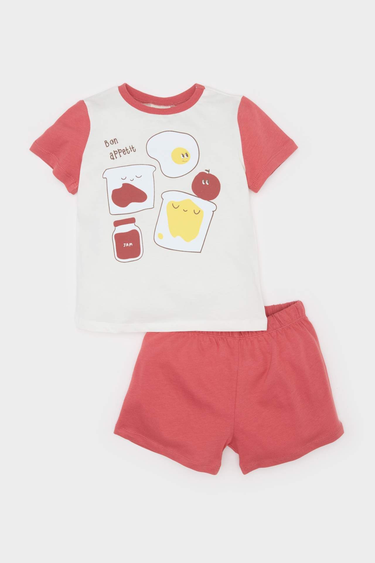 Erkek Bebek Pijama Takımı Baskılı Kısa Kollu Penye Üst Beli Lastikli Şort