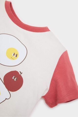 Erkek Bebek Pijama Takımı Baskılı Kısa Kollu Penye Üst Beli Lastikli Şort