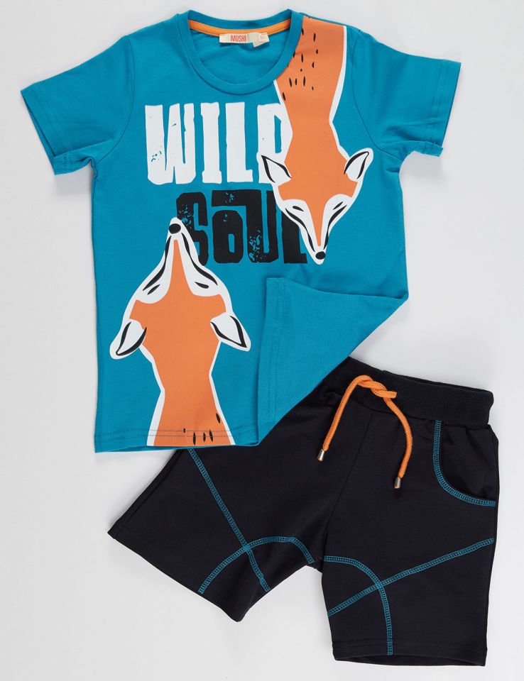Wild Soul Erkek Çocuk T-shirt Şort Takım 9 Y - Mavi Lacivert