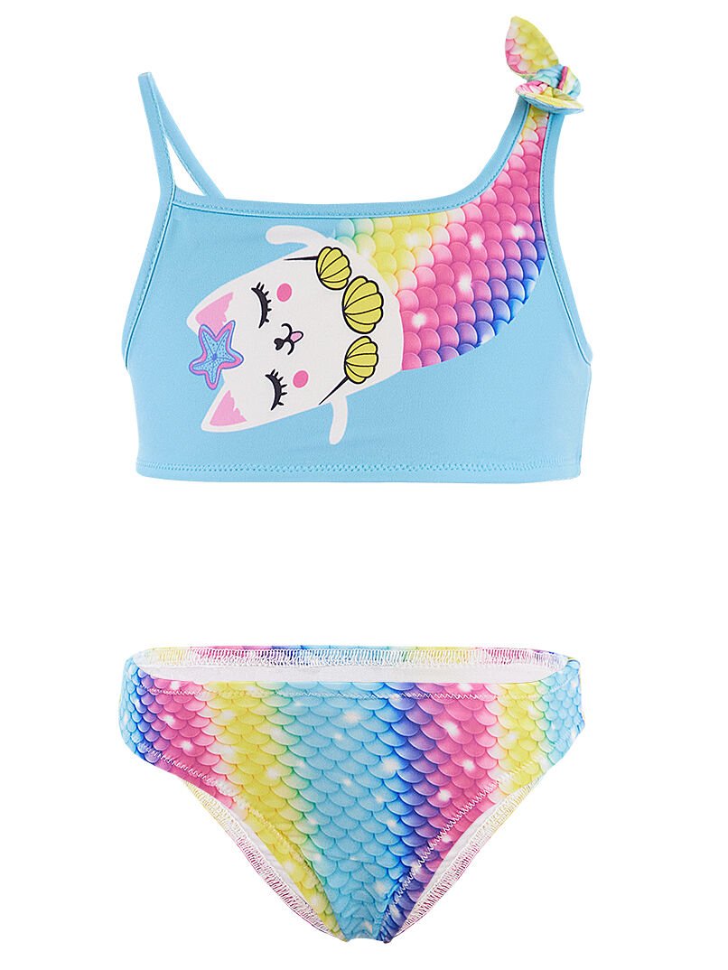 Deniz Kedisi Kız Çocuk Bikini 3-4 Y - Mavi, Pembe