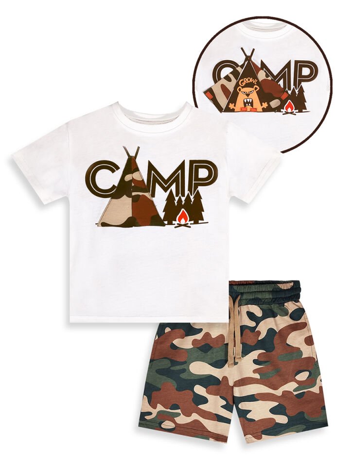 Camp Erkek Çocuk T-shirt Şort Takım 7Y - Beyaz