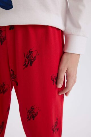 Erkek Çocuk Pijama Takımı Marvel Spiderman Bisiklet Yaka Uzun Kollu Üst Uzun Alt