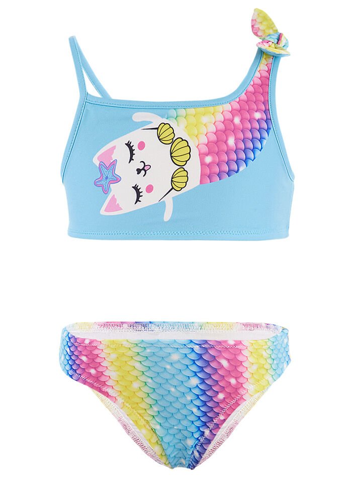 Deniz Kedisi Kız Çocuk Bikini 4-5 Y - Mavi, Pembe