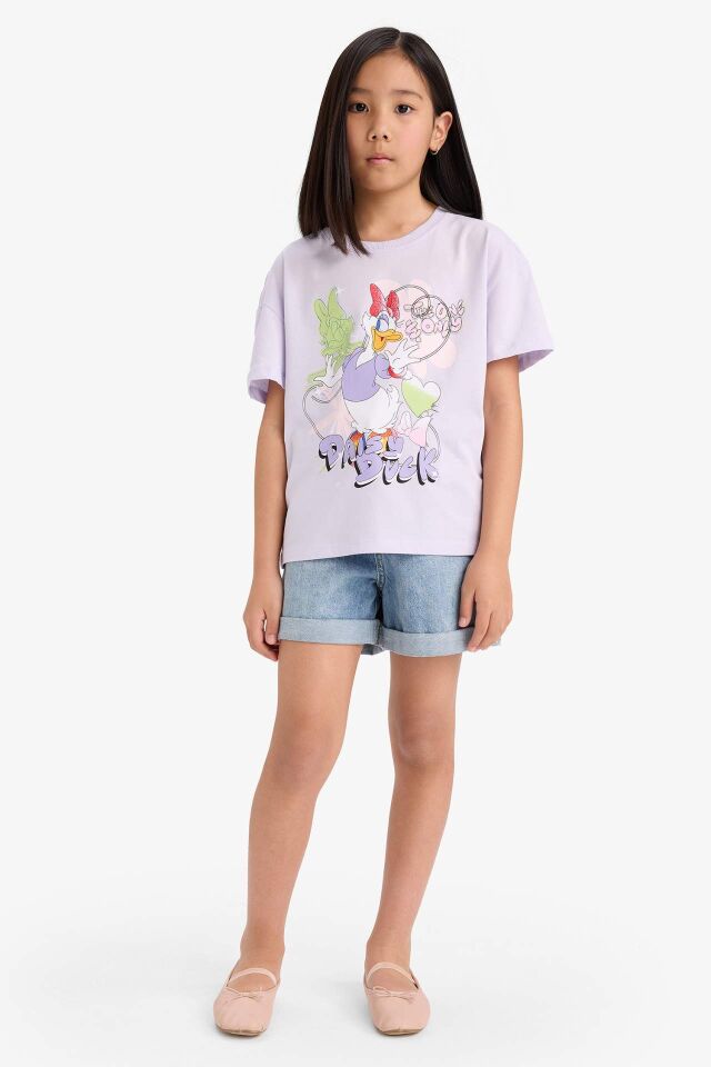 Kız Çocuk Disney Mickey Mouse &Friends Relax Fit Bisiklet Yaka Kısa Kollu Tişört