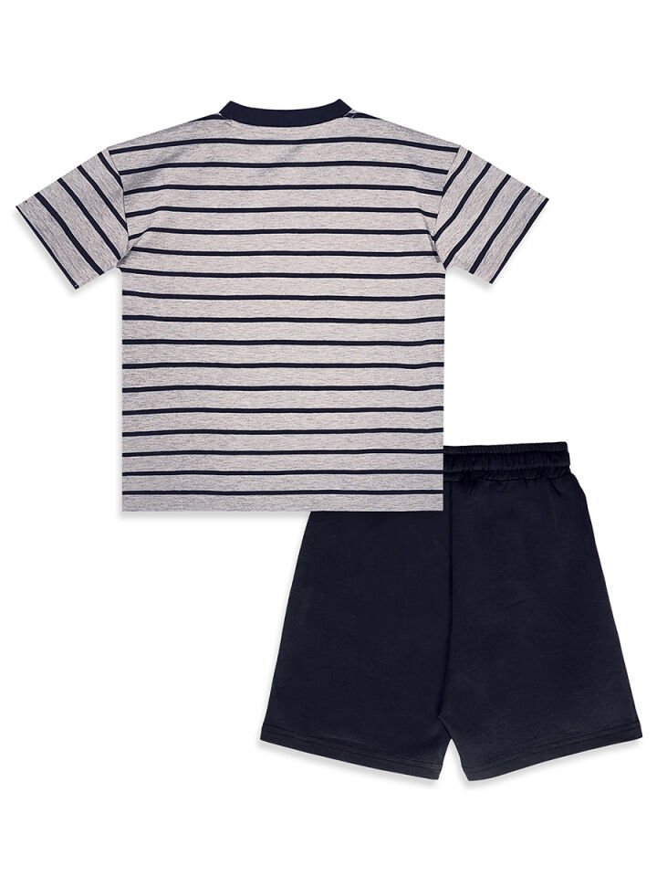 Korsan Erkek Çocuk Çizgili T-shirt Şort Takım