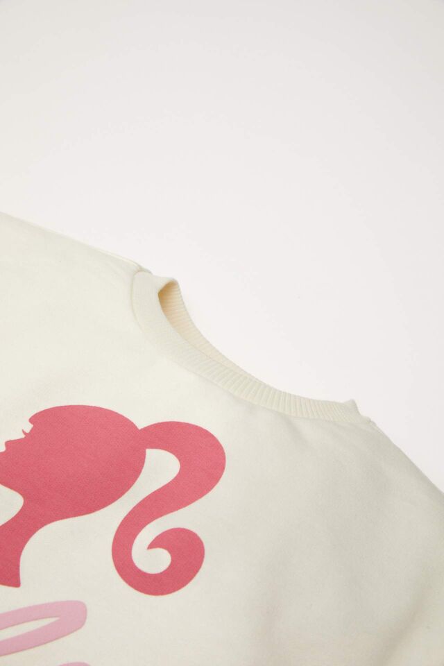 Kız Bebek 2'li Takım Barbie Bisiklet Yaka Sweatshirt Üst Beli Lastikli İspanyol Paça Tayt Alt