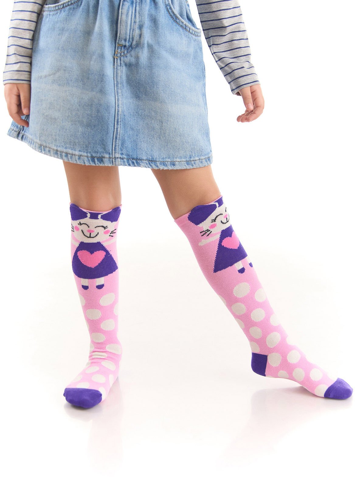 Yaramaz Kedi Kız Çocuk Pembe Dizaltı Çorap 2-3 Y - Pembe