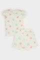 Kız Bebek Pijama Takımı Çiçekli Kısa Kollu Penye Üst Beli Lastikli Şort