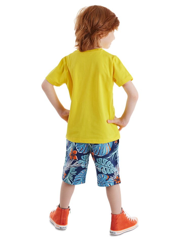 Hawai Korsan Erkek Çocuk T-shirt Şort Takım 5 Y - Sarı, Lacivert