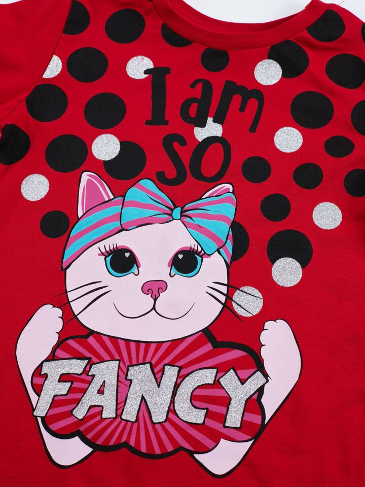 So Fancy Kız Çocuk T-shirt Tayt Takım 7 Y - Kırmızı, Gri