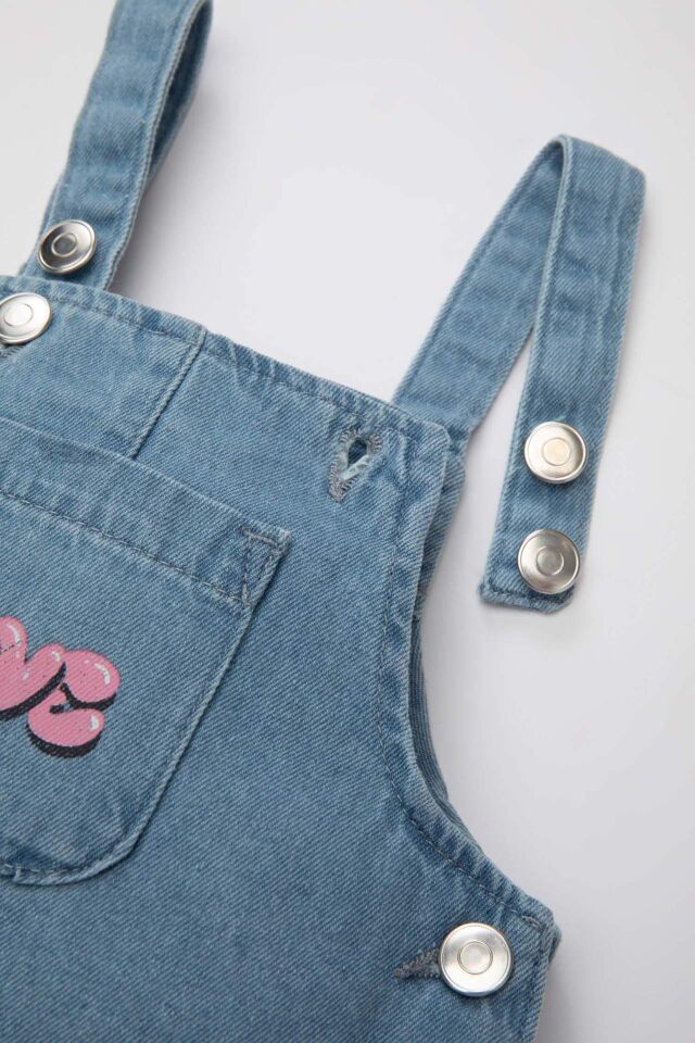 Kız Bebek Disney Mickey & Minnie Askılı Jean Elbise