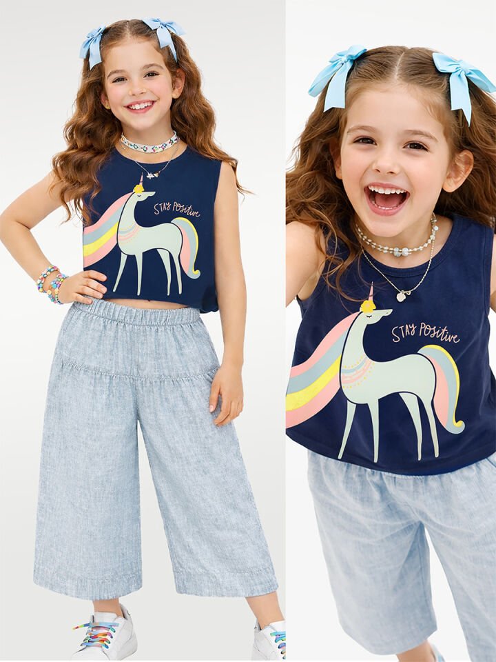Stay Positive Kız Çocuk Pantolon T-shirt Takım 10Y - Mavi