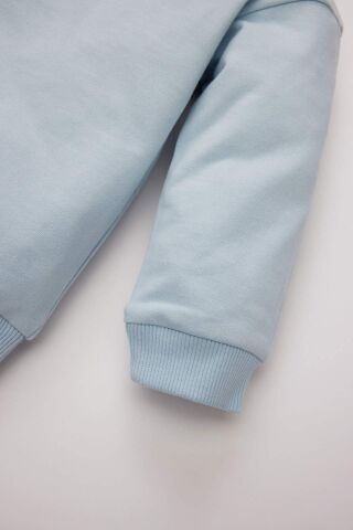 Kız Bebek Bisiklet Yaka Çiçekli Sweatshirt
