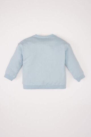 Kız Bebek Bisiklet Yaka Çiçekli Sweatshirt