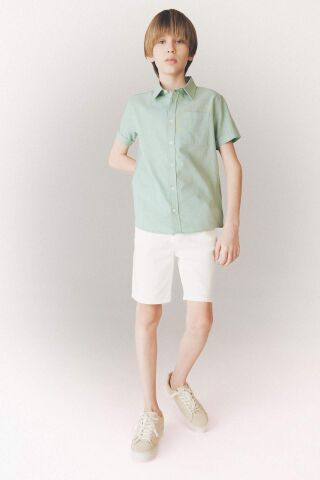 Erkek Çocuk Cepli Basic Düz Gabardin Şort