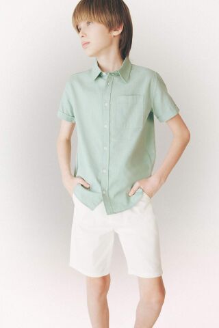 Erkek Çocuk Cepli Basic Düz Gabardin Şort