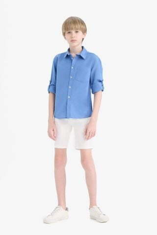 Erkek Çocuk Cepli Basic Düz Gabardin Şort