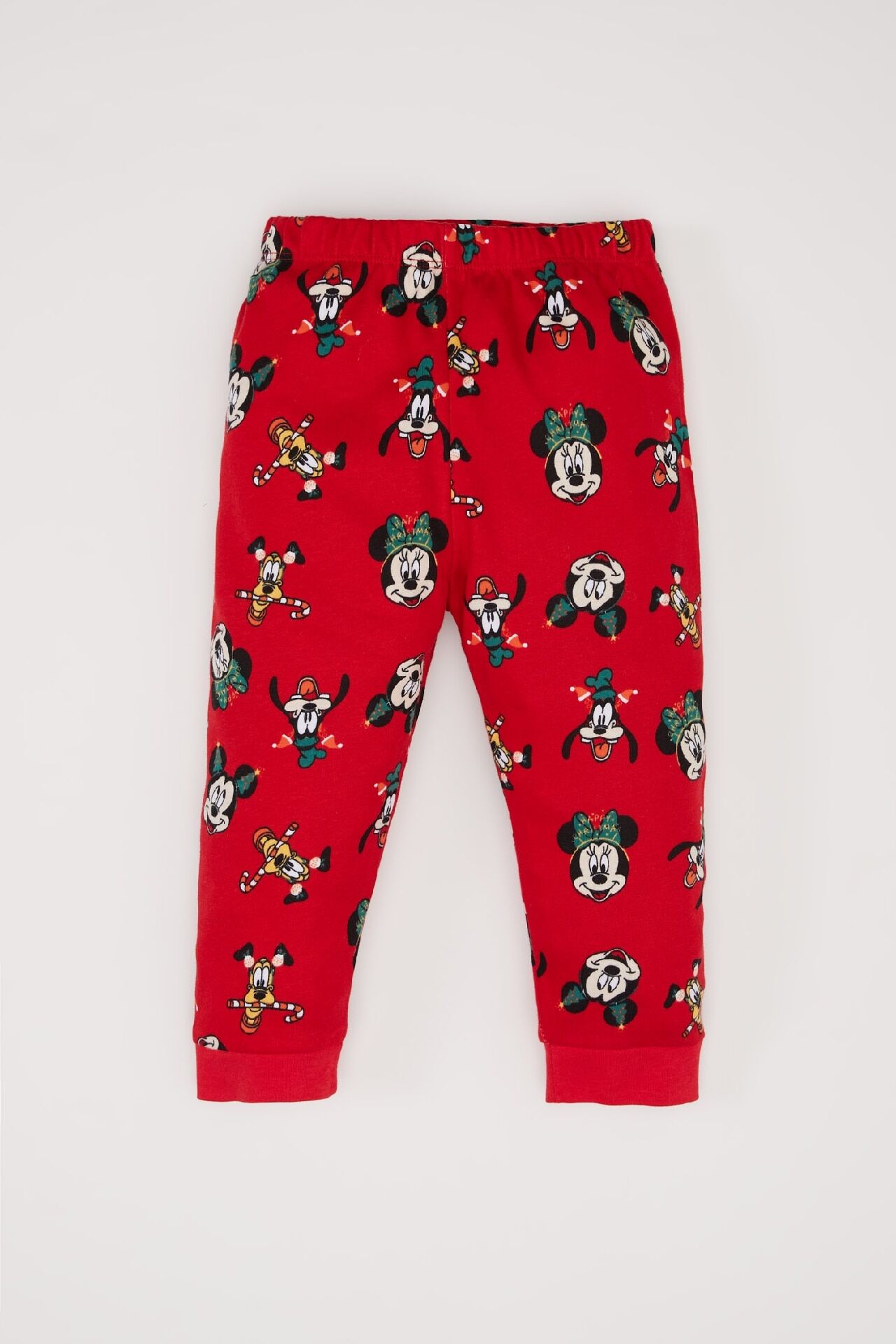 Kız Bebek Disney Mickey & Minnie Yılbaşı Temalı Pijama Takımı Bisiklet Yaka Uzun Kollu Üst Beli Lastikli Alt