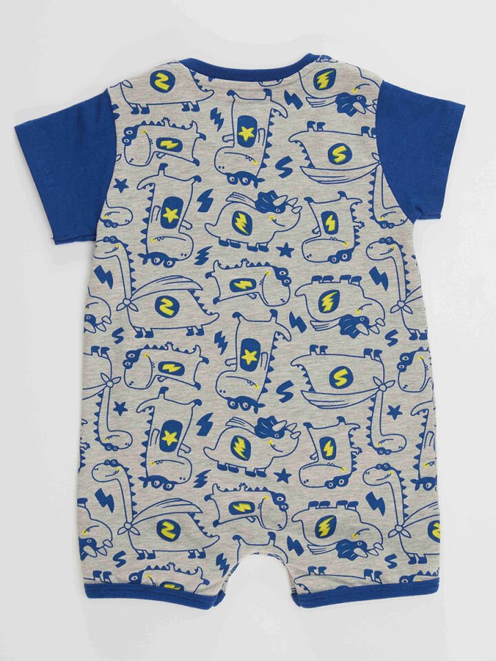 Super Dino Erkek Bebek Gri Yazlık Tulum 18-24 M - Gri