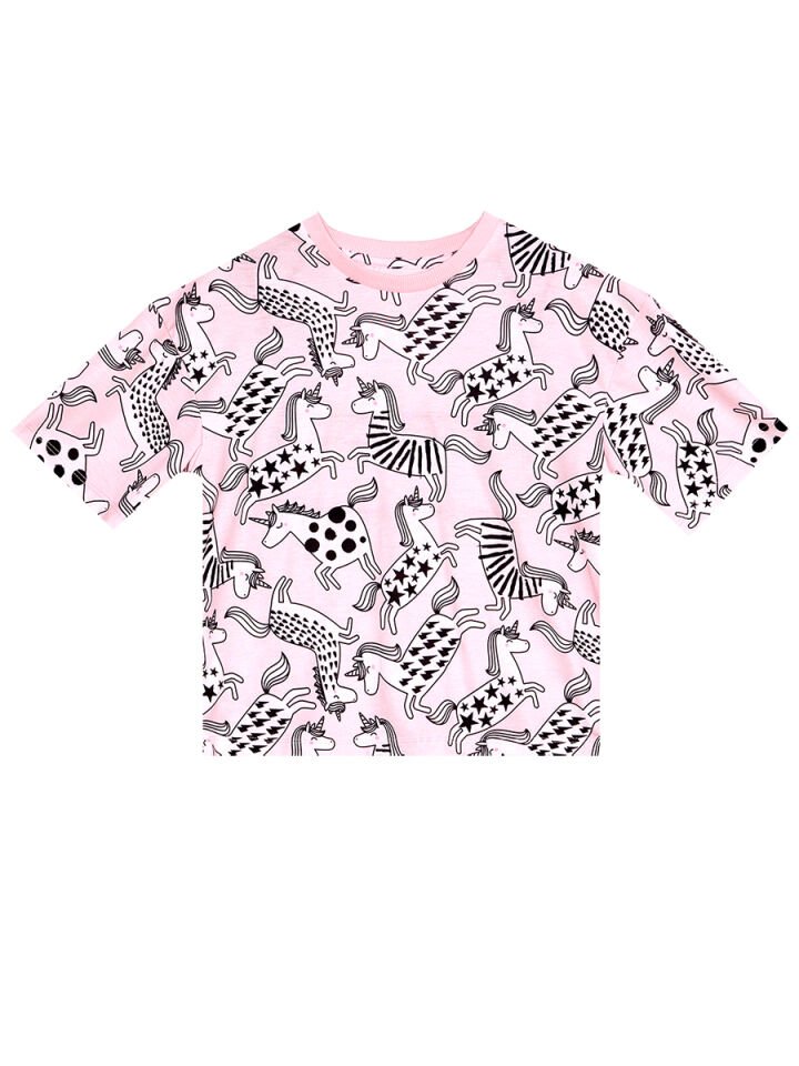Unicorn Gang Kız Çocuk T-Shirt Şort Takım 9 Y - Pembe, Antrasit