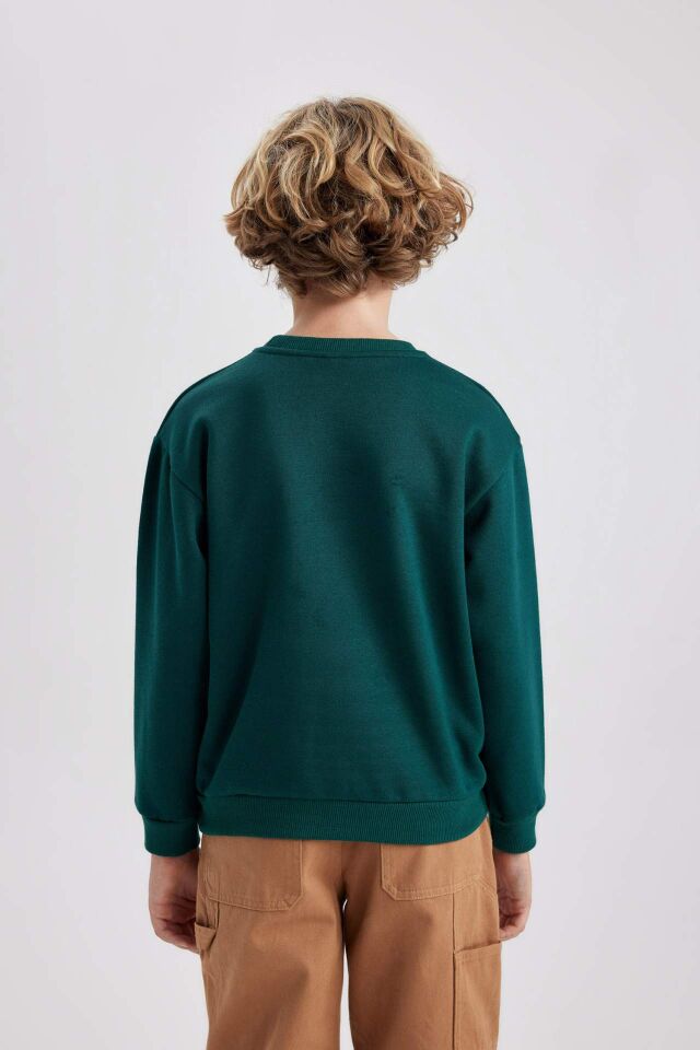 Erkek Çocuk Bisiklet Yaka Basic Düz Sweatshirt
