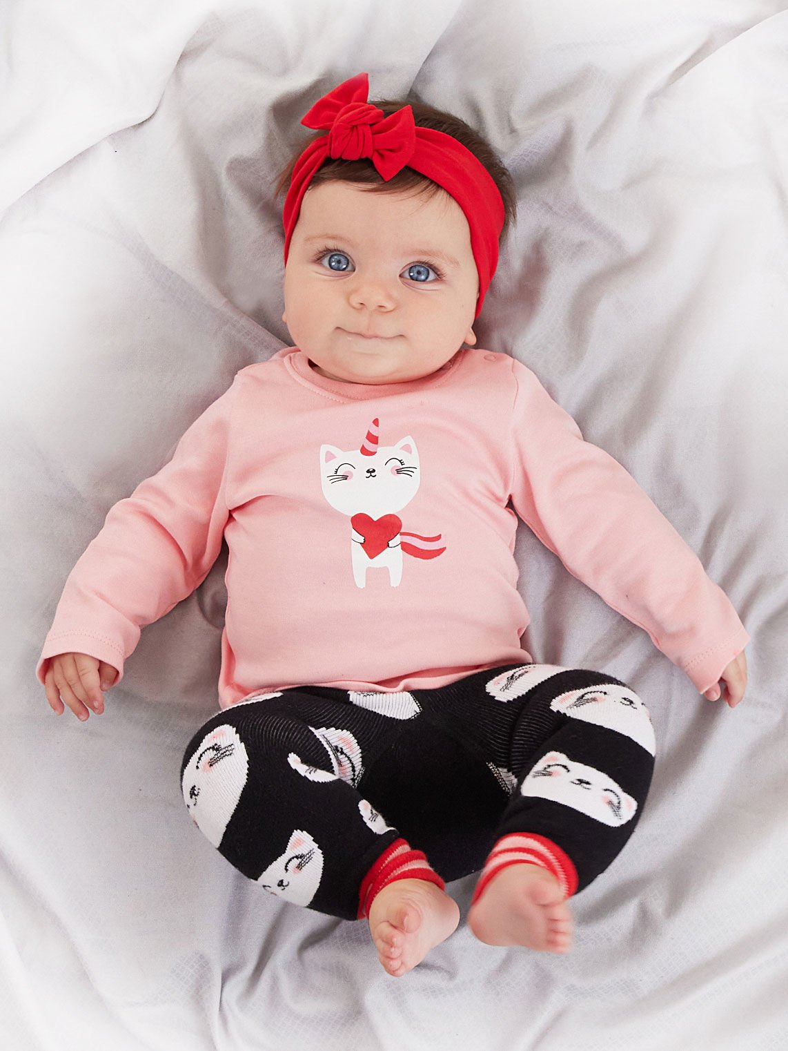 Kedi Kız Bebek Pembe T-shirt 18-24 M - Pembe