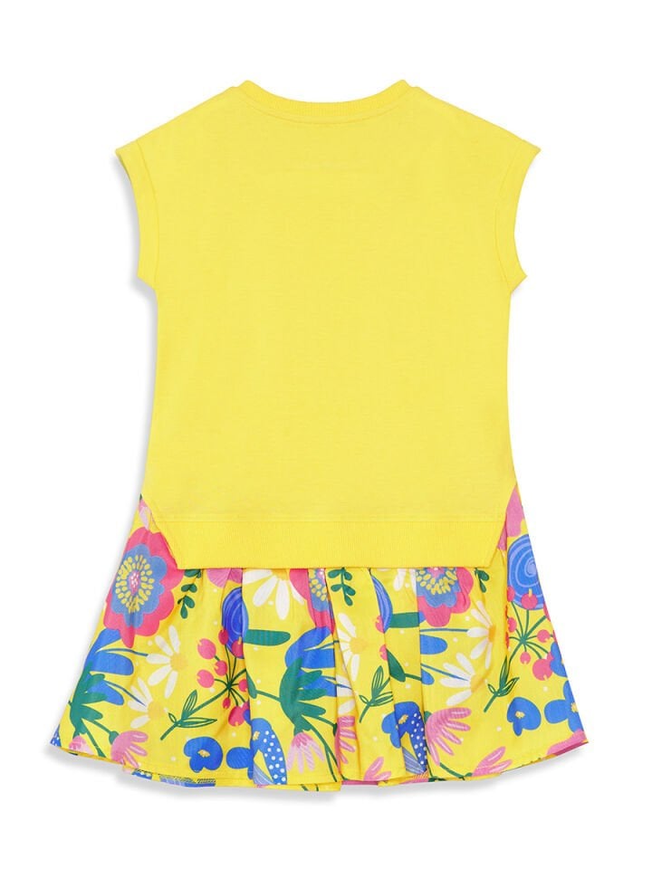 Sarı Çiçekli Kız Çocuk Elbise