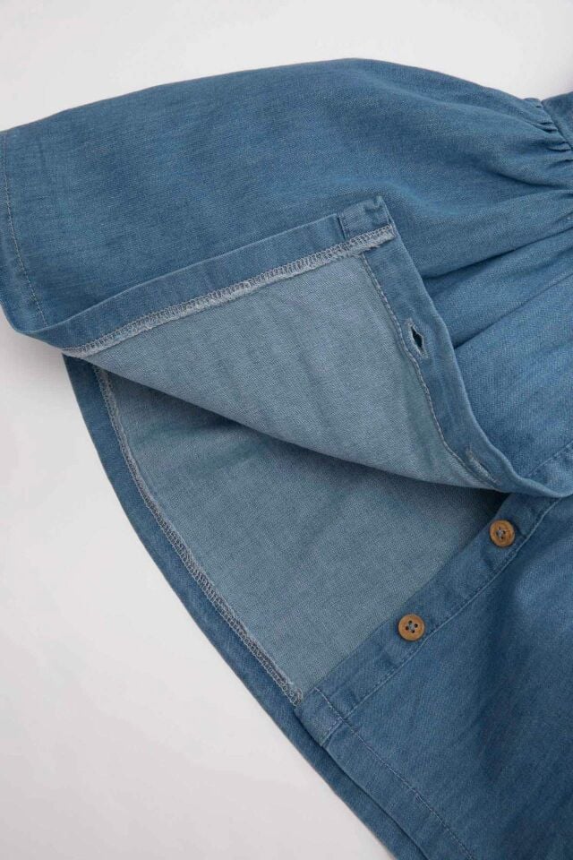 Kız Bebek Kolsuz Jean Elbise