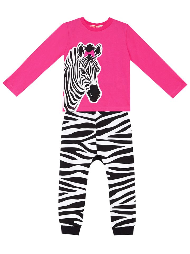 Zebra Fashion Kız Çocuk T-shirt Pantolon Takım 3 Y - Pembe, Siyah, Beyaz