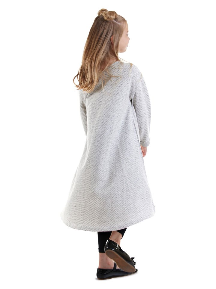 Gri Kız Çocuk Asimetrik Örme Elbise