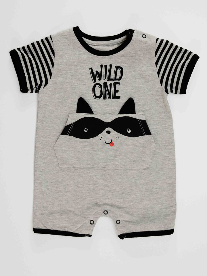 Rakun Erkek Bebek Gri Yazlık Tulum 3-6 M - Gri