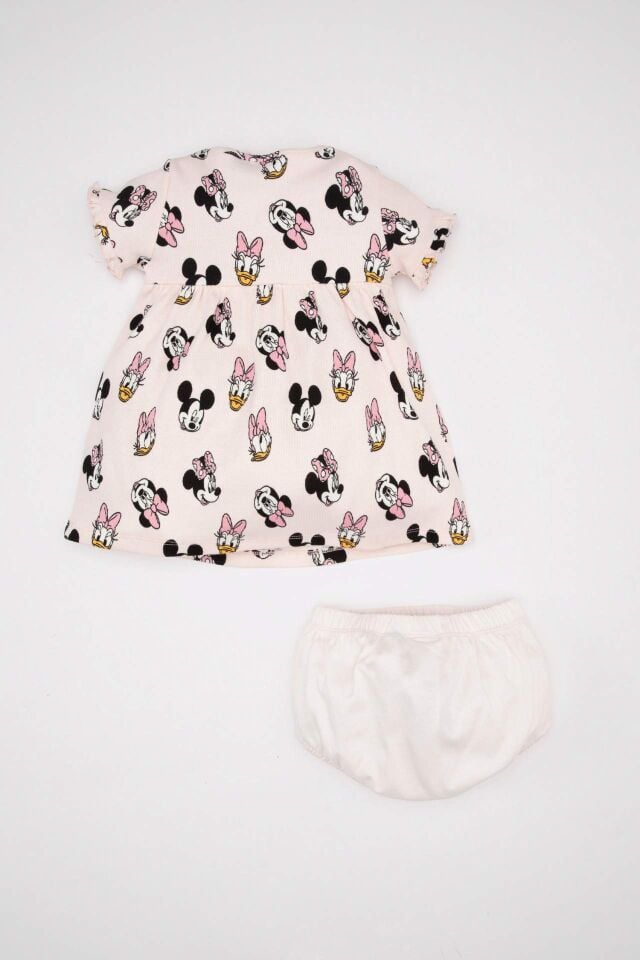 Kız Bebek 2'li Takım Disney Mickey & Minnie Fitilli Kaşkorse Kısa Kollu Elbise Külot