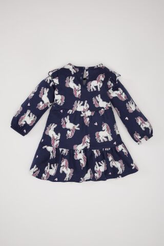 Kız Bebek Unicorn Baskılı Uzun Kollu Sweat Elbise