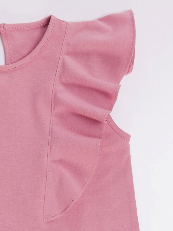 Panda Fırfır Detaylı Kız Çocuk Elbise 2 Y - Pembe