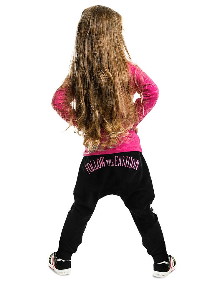 Zebra Fashion Kız Çocuk T-shirt Pantolon Takım 7 Y - Pembe, Siyah, Beyaz