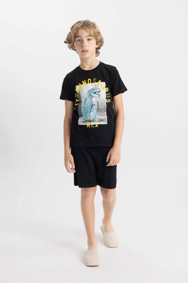 Erkek Çocuk Baskılı Pijama Takımı Kısa Kollu Üst Şort