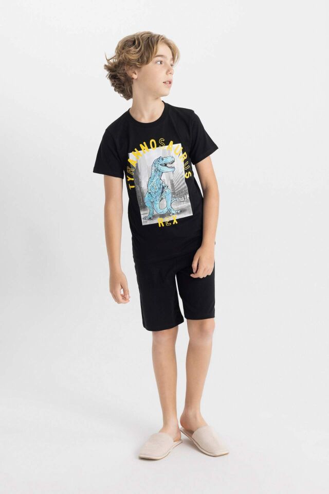 Erkek Çocuk Baskılı Pijama Takımı Kısa Kollu Üst Şort