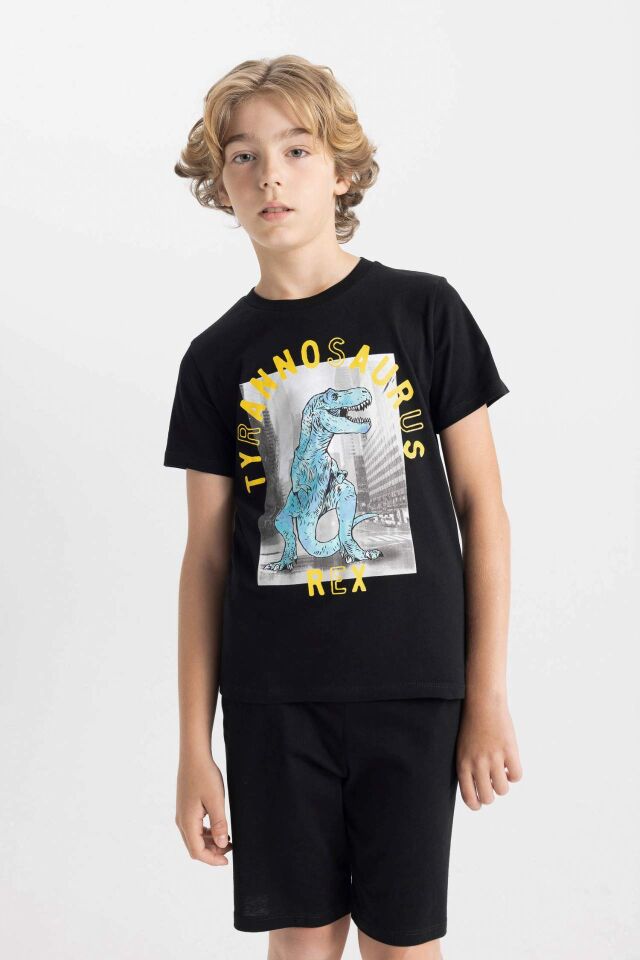Erkek Çocuk Baskılı Pijama Takımı Kısa Kollu Üst Şort