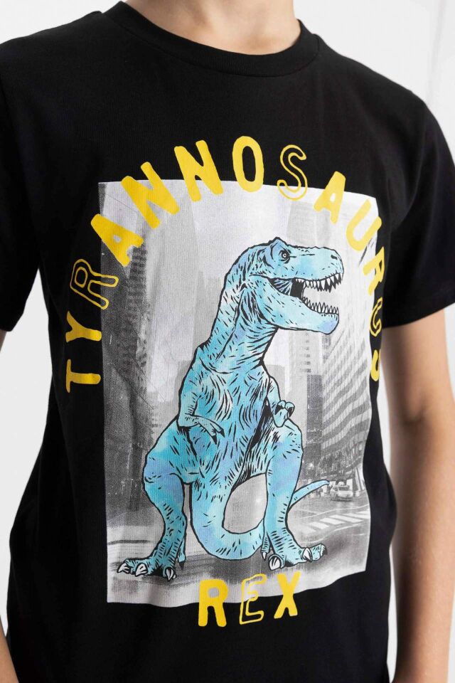 Erkek Çocuk Baskılı Pijama Takımı Kısa Kollu Üst Şort