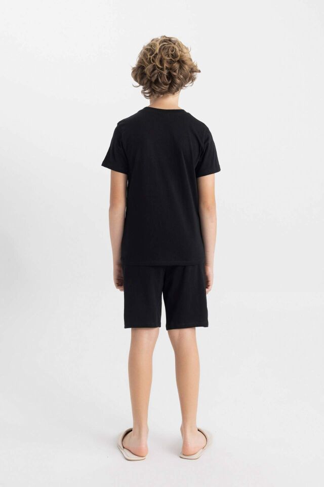Erkek Çocuk Baskılı Pijama Takımı Kısa Kollu Üst Şort