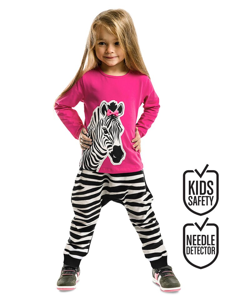Zebra Fashion Kız Çocuk T-shirt Pantolon Takım 8 Y - Pembe, Siyah, Beyaz