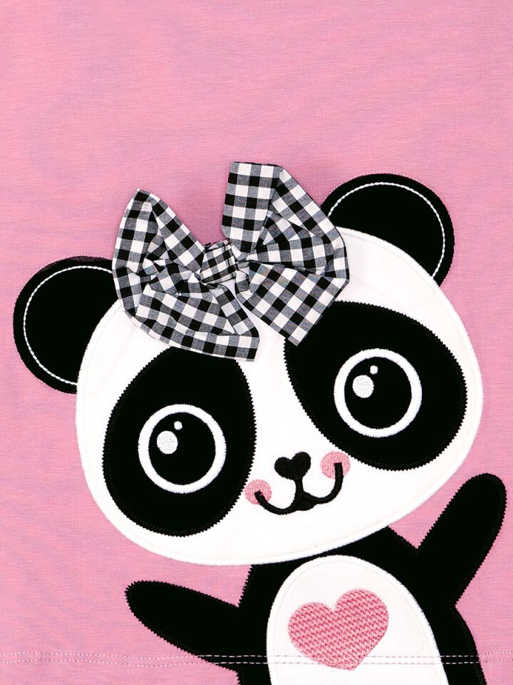 Panda Fırfır Detaylı Kız Çocuk Elbise 4 Y - Pembe