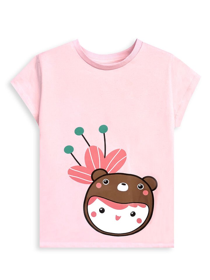 Ayı Şapkalı Kız Çocuk T-shirt Tayt Takım