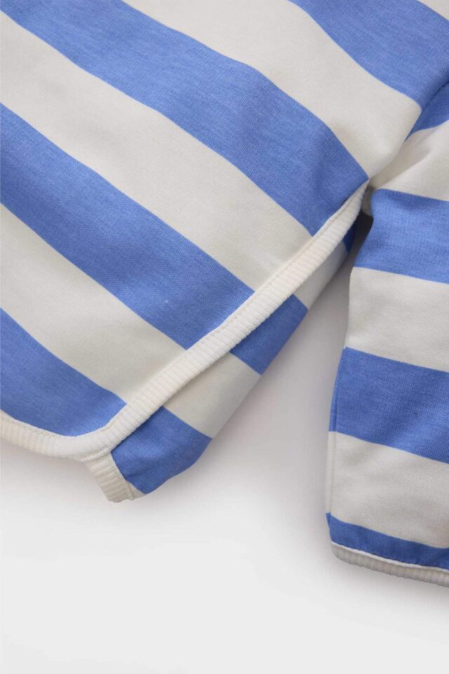 Kız Bebek Bisiklet Yaka Çizgili Sweatshirt