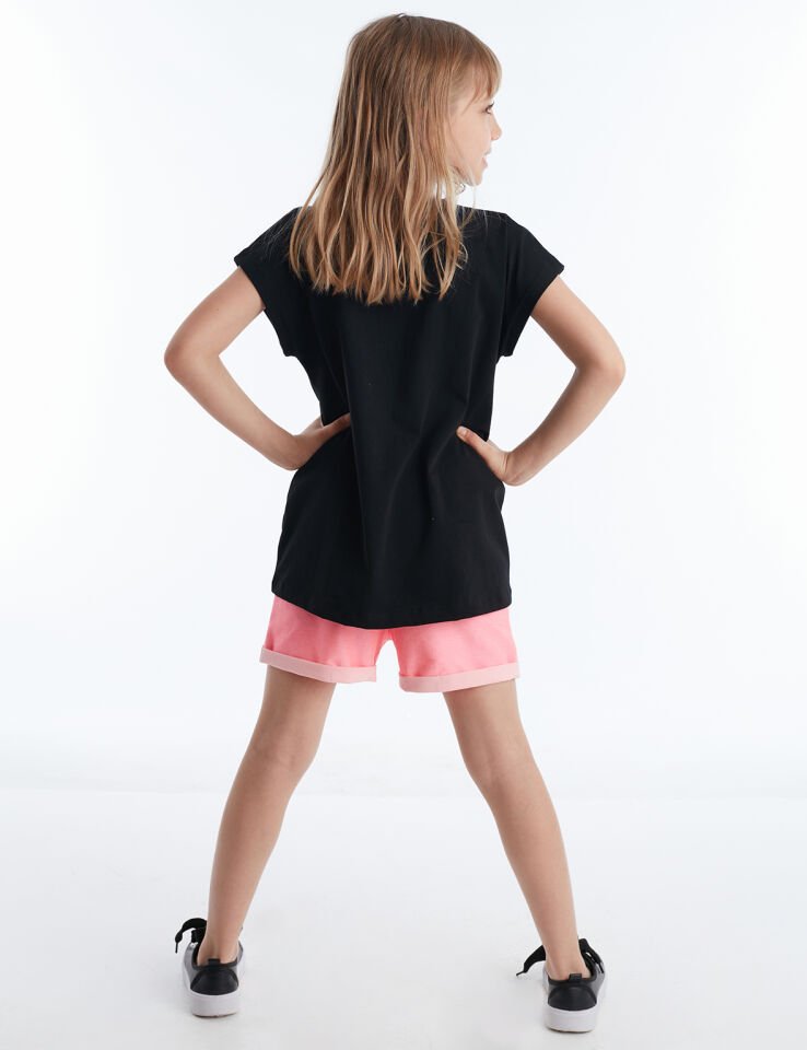 Sweet Dreams Kız Çocuk T-shirt Şort Takım 10 Y - Pembe Siyah