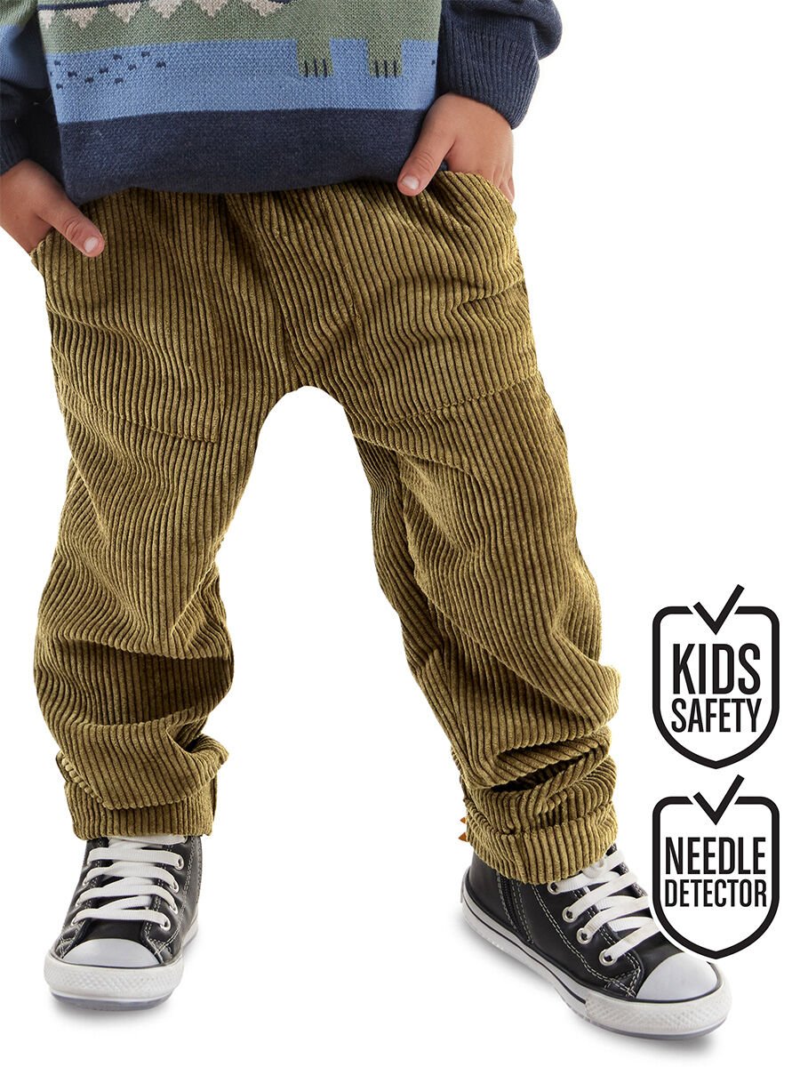 Fitilli Kadife Haki Erkek Çocuk Pantolon